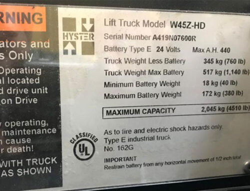 How to find the model and etc. in forklift (Specification plate)
